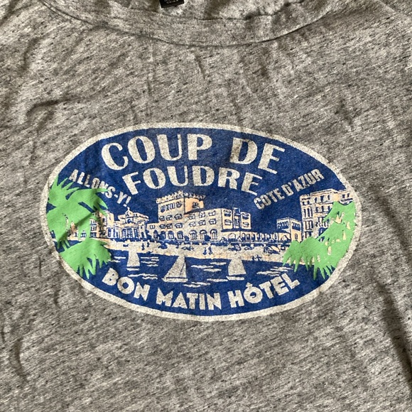 I. crew heather grey tshirt COUP DE FOUDRE size xl - Picture 3 of 3